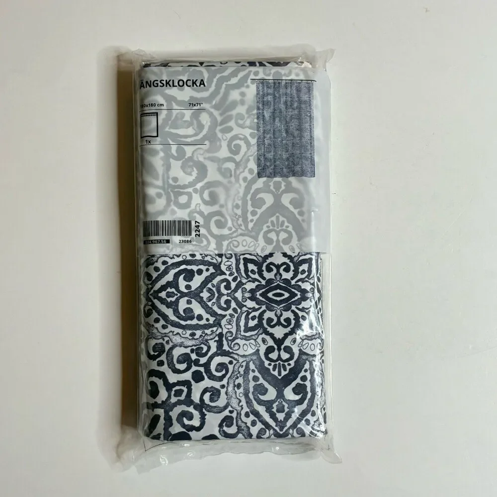 New IKEA Angsklocka White Blue Shower Curtain 71”x71” 804.967.56